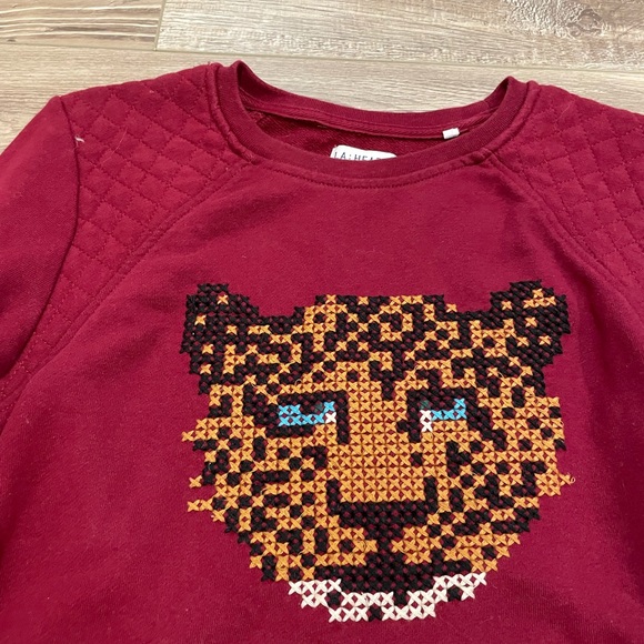 LA Hearts Maroon leopard cropped sweatshirt - Picture 4 of 4